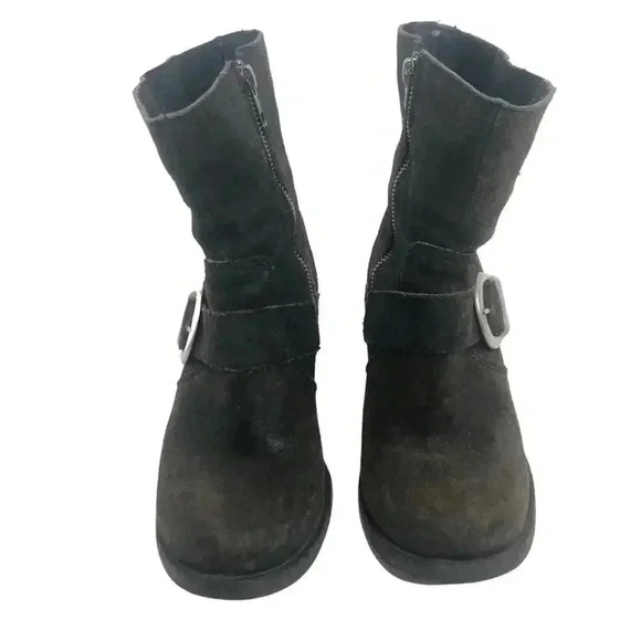 Born Dark Brown Suede Buckled Distressed Booties Women's Size 6.5 - Picture 3 of 13